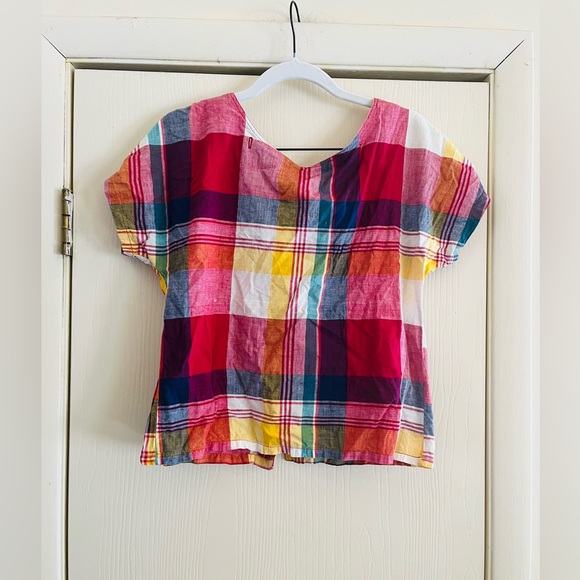 Vintage 90s made in India cotton Ace & Jig vibes plaid festival crop top S - Picture 2 of 7
